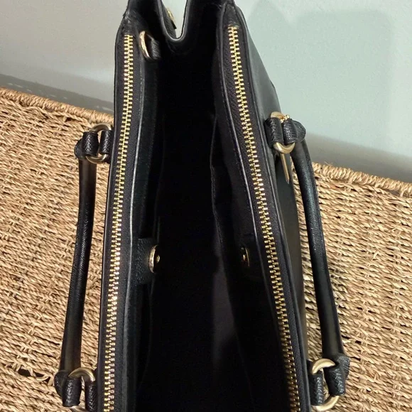 NWT Coach Black Leather Surrey Mini Carryall with Gold Accents - Picture 5 of 8